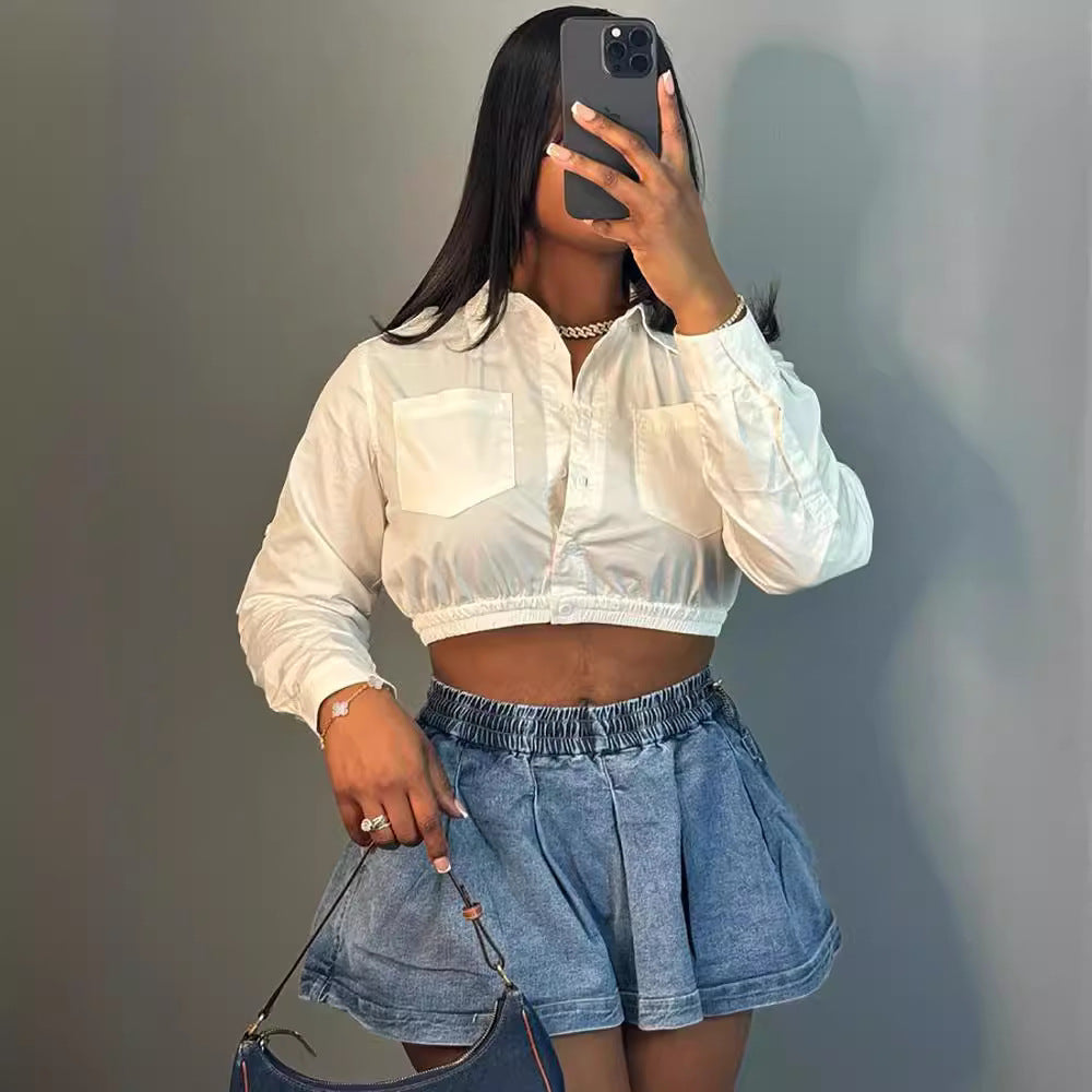 Women's high-waisted denim skirt - european & american cross-border fashion -  summer new arrivals - sexy & spicy girl pleated flared mini skirt