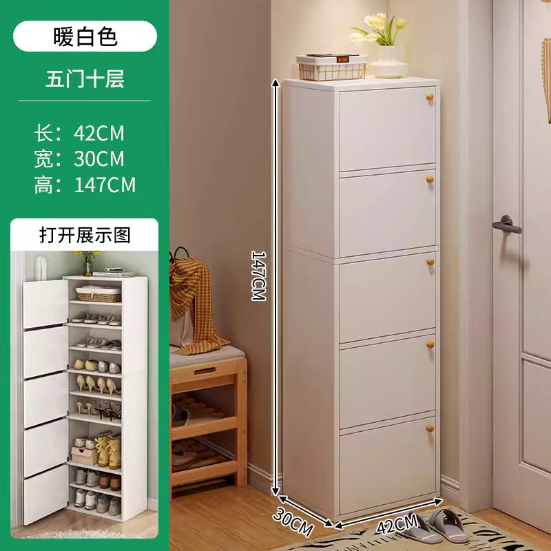 Narrow shoe cabinet Home door shoe rack Large capacity dustproof Simple shelf Corner storage Foyer cabinet Large shoe box