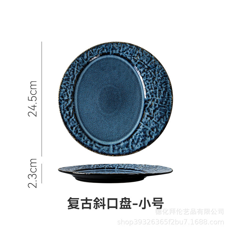 High-style embossed creative western dinner plate, ceramic steak plate, dessert platter, unique and trendy "ins" style, kiln-fired household dinner plate