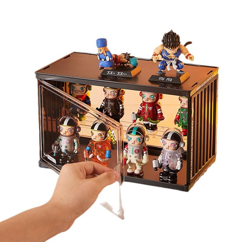 Side door blind box display stand figure display cabinet multi-layer storage dustproof acrylic storage box POP MART