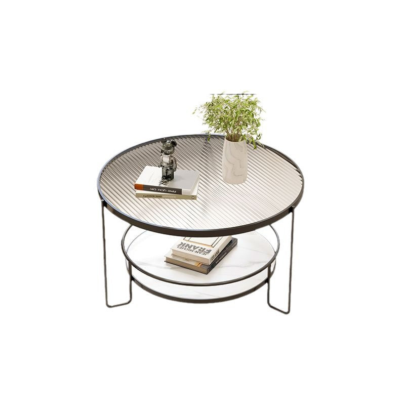 Minimalist mini home table - trendy modern light luxury style - tempered glass round coffee table for small apartments and living rooms