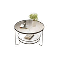 Minimalist mini home table - trendy modern light luxury style - tempered glass round coffee table for small apartments and living rooms