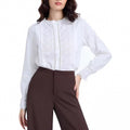 fashioncasuallacelong sleeves formal shirt for women springnew arrivalcut out button tops