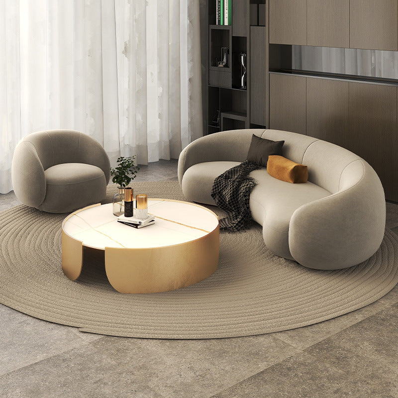 Beauty salon sofa, warm teddy velvet fabric, b&b, small apartment, creative arc-shaped clothing store, popular sofa