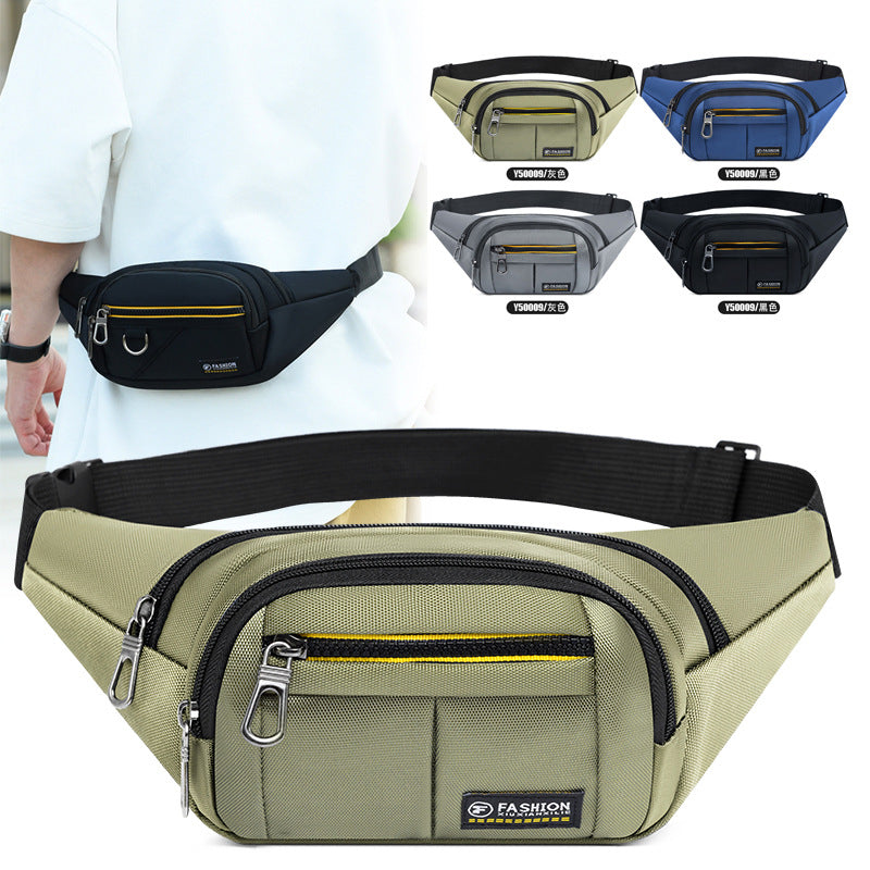 Cross-border men's fanny pack, construction site work, portable mobile phone bag, outdoor sports breast bag, trendy versatile shoulder messenger bag