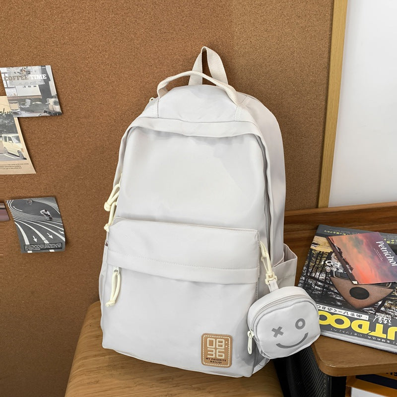New classic multifunctional backpack - large capacity, waterproof, with hanging pouch - minimalist design for middle school students, class, leisure, and travel