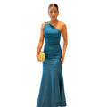 C7553 cross-border   fashion women's elegant bodycon solid color mermaid dress
