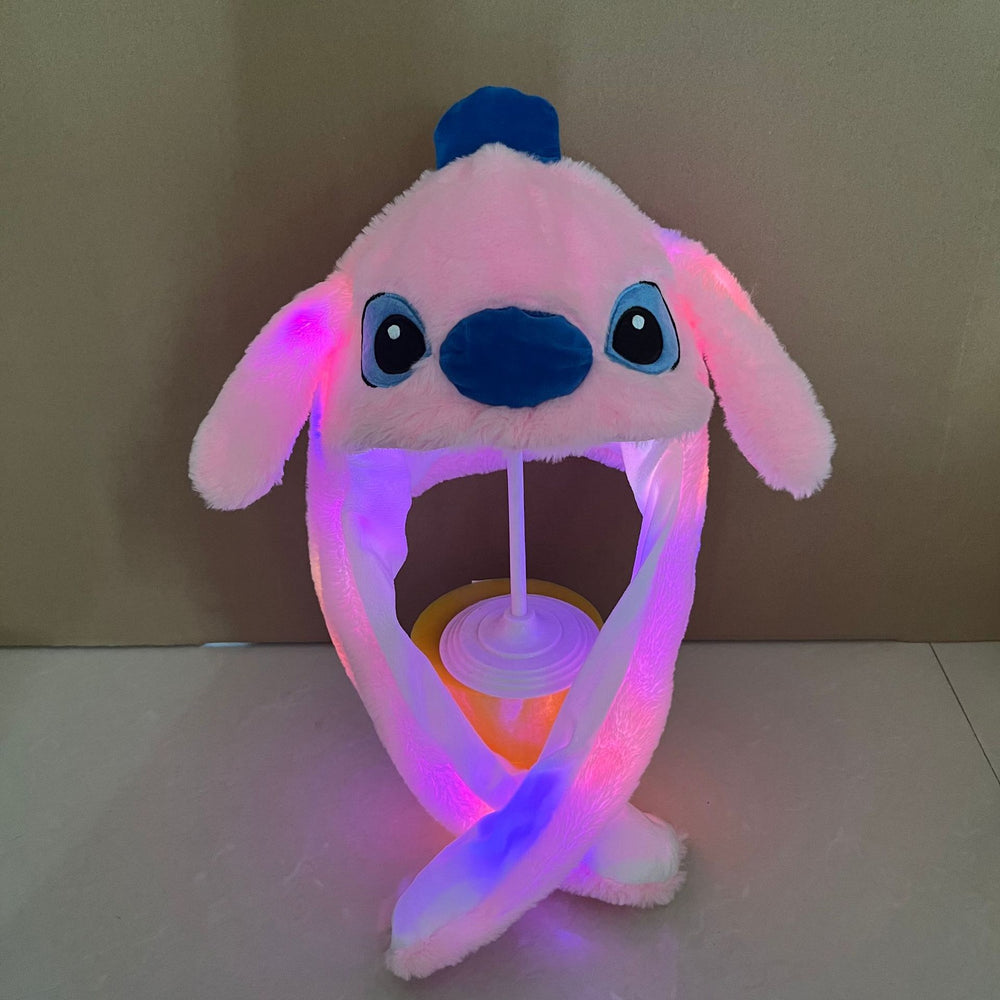 Trendy cartoon beanie with plush moving ears - glow-in-the-dark, wholesale available, large size, perfect for night markets, kids & adults