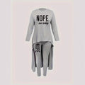 Fall and winternew arrivalletterprintingasymmetricaltopsfashion women's casualtightssuittwo-piece set spring clothing
