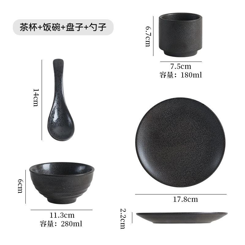 Personalized ceramic tableware set for home and restaurant: stylish retro ceramic shallow dishes and soup bowls, perfect for single servings