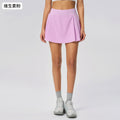 Luxtrenew arrivalpleated leg length yoga shorts skirt for women fake two-piece fashion tape tennis sports skirt dss064