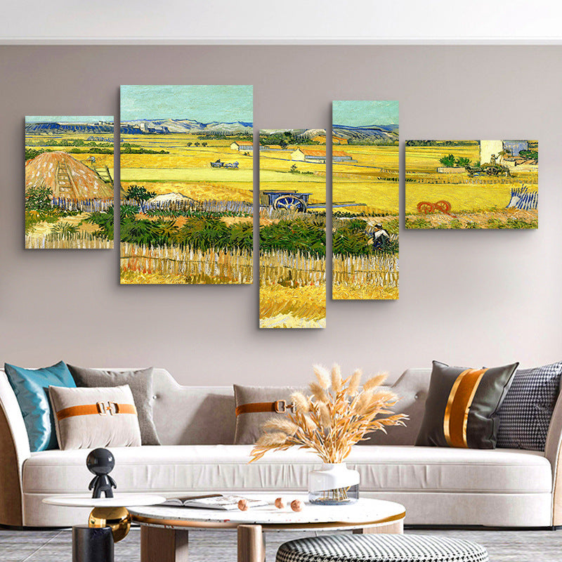Starry sky painting Van Gogh world famous painting living room sofa background wall mural bedroom bedside pentagram wall decoration painting