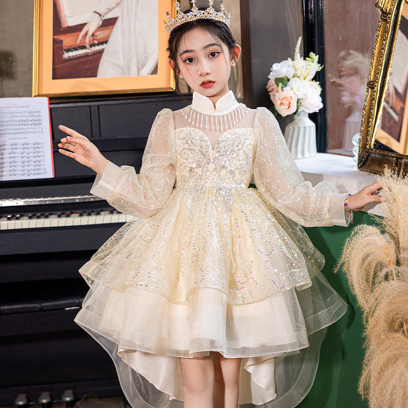 Girls' formal dresses princess gowns cross-border e-commerce little girl train tulle performance tutu dress wholesale children's clothing