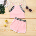 European and american kids' cross-border ins style girls'  summer activewear tank top and shorts set - trendy casual outfit
