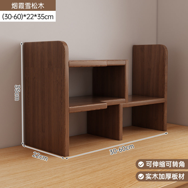 Solid wood core desktop bookshelf dormitory desktop storage office station storage simple corner multi-layer telescopic bookcase