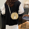 2025 new european and american fashionable chic chanel-style high-end crossbody bag, small round bag, large capacity vintage shoulder bag
