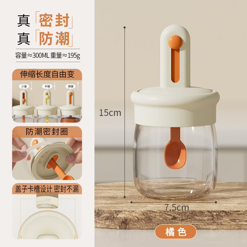 Spoon cover integrated telescopic seasoning can, one piece free shipping seasoning bottle, kitchen household seasoning can sealed moisture-proof seasoning box