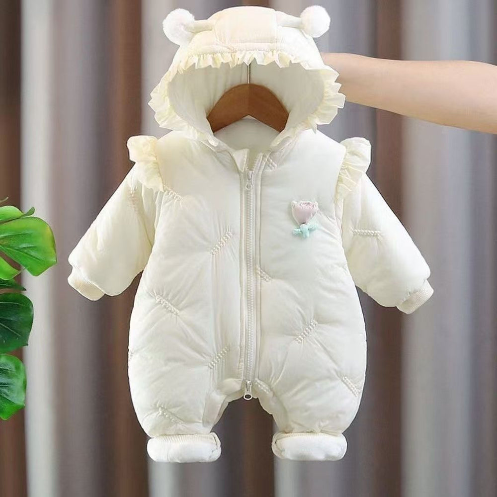 Baby clothes winter newborn onesie baby girl romper fleece-lined quilted winter outwear jumpsuit cotton coat