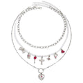 Wholesale faux pearl bowknot heart necklace - european & american cross-border fashion, sweet & cool, spicy girl style, cross pendant accessories