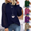 fashionexport cross-border new arrival  independent station round neck long sleeves lacepatchworkloosetops women