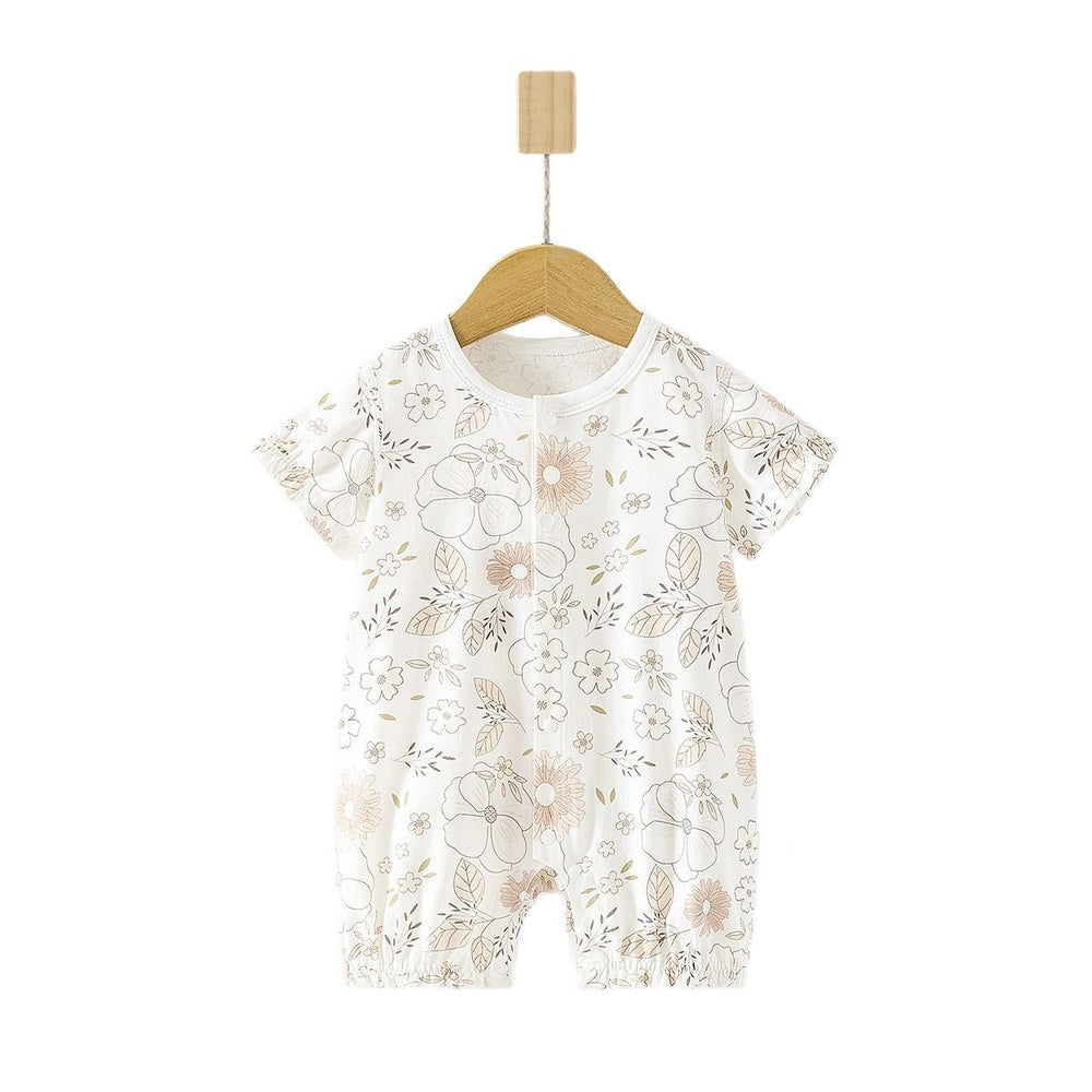 Babibele baby short-sleeve romper - lightweight summer bodysuit for infants & toddlers - perfect for air conditioning - includes bib!