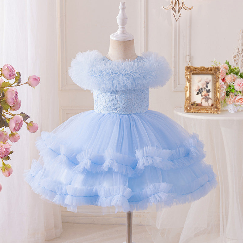 Girls' tutu dress summer european and american style flower girl wedding dress princess dress girl's birthday piano performance dress