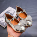 Girls'  spring bowknot soft-soled princess leather shoes for mid-to-large children - wholesale from manufacturer, velcro closure, korean style kids' shoes