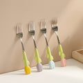 Simple 304 stainless steel kids knife, fork and spoon combination, high-looking spoon, tulip ceramic handle, steak knife