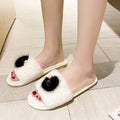 2024 new fuzzy slippers for women - wholesale direct from manufacturer, korean style one-strap slides, perfect for home or outdoor wear, pearl embellished flat fuzzy slippers