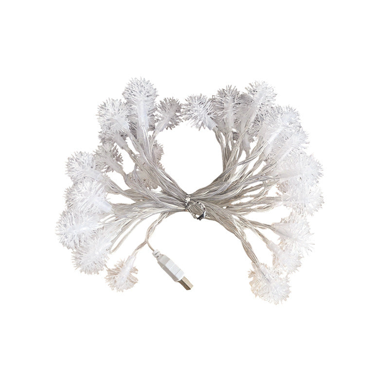 LED hairball small colorful lights flashing Christmas wedding bedroom decorative light string dandelion solar light string