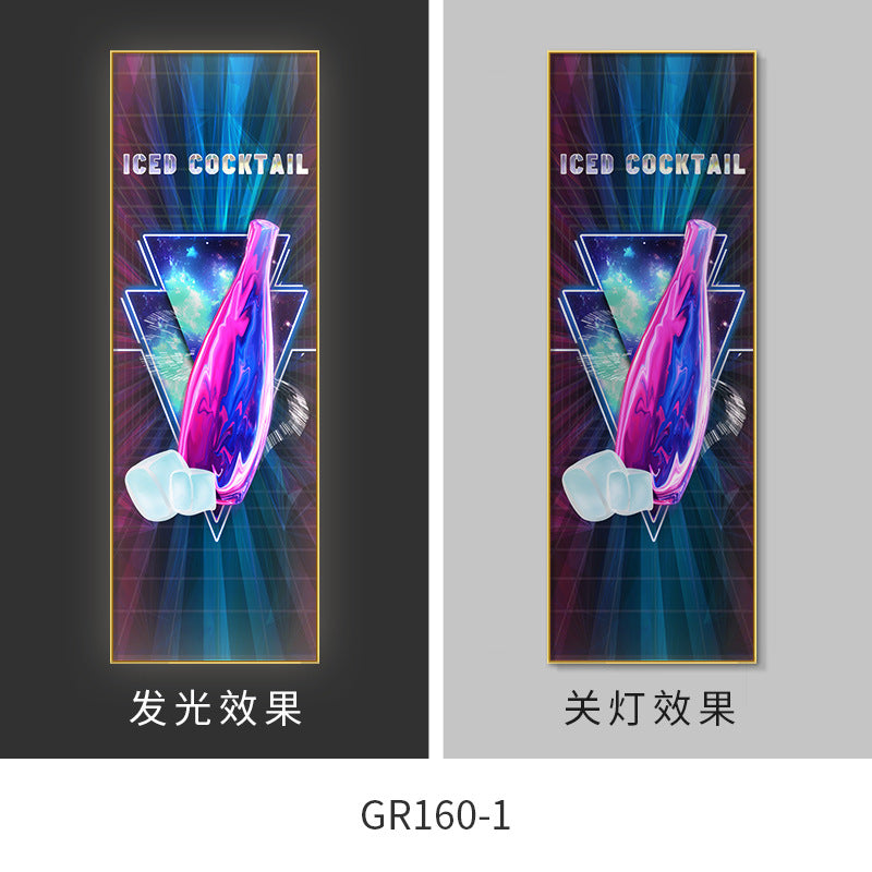 KTV box background wall ambient light painting nightclub bar clear bar with lamp decoration mural barbecue shop luminous hanging painting