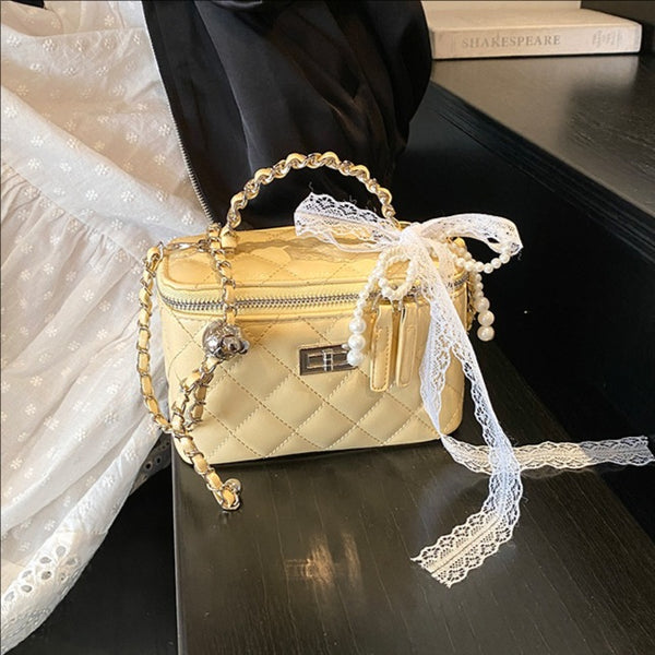 Xiaoxiangfeng diamond bag women's new Korean version of casual commuting simple portable shoulder bag fashionable versatile messenger bag