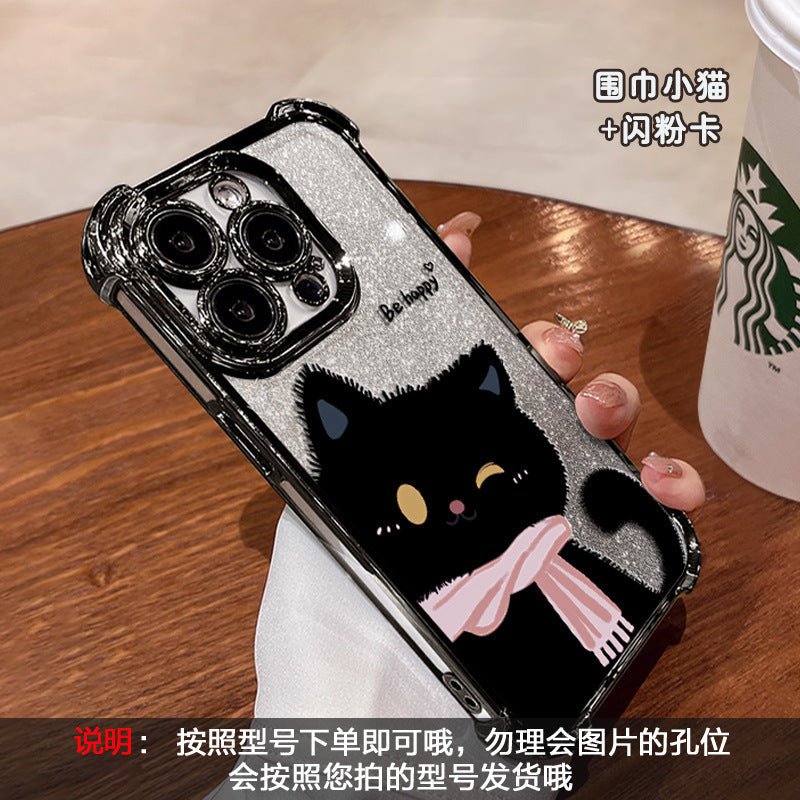 Electroplated four-corner shockproof phone case for iphone 17 pro max, apple 13 full coverage protective case, cross-border customization