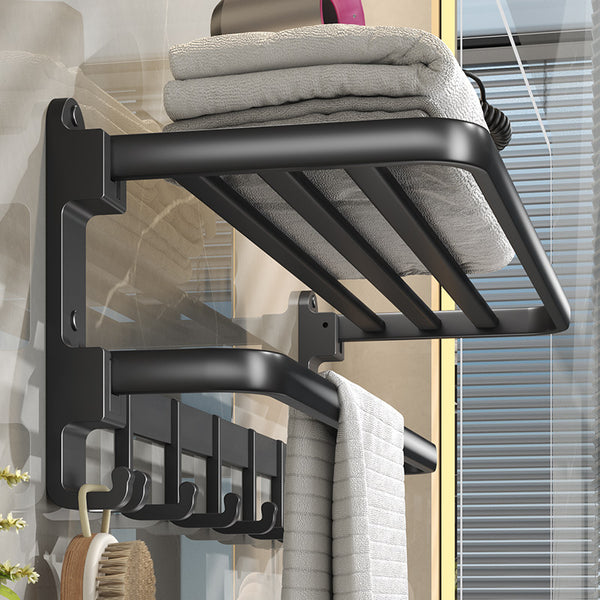 Towel Rack Black Bath Towel Rack Folding Toilet Shelf Towel Bar Bathroom Bathroom Hardware Pendant Set
