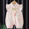 summer new floral baby romper with flutter sleeves - fresh and trendy summer outfit for baby girls