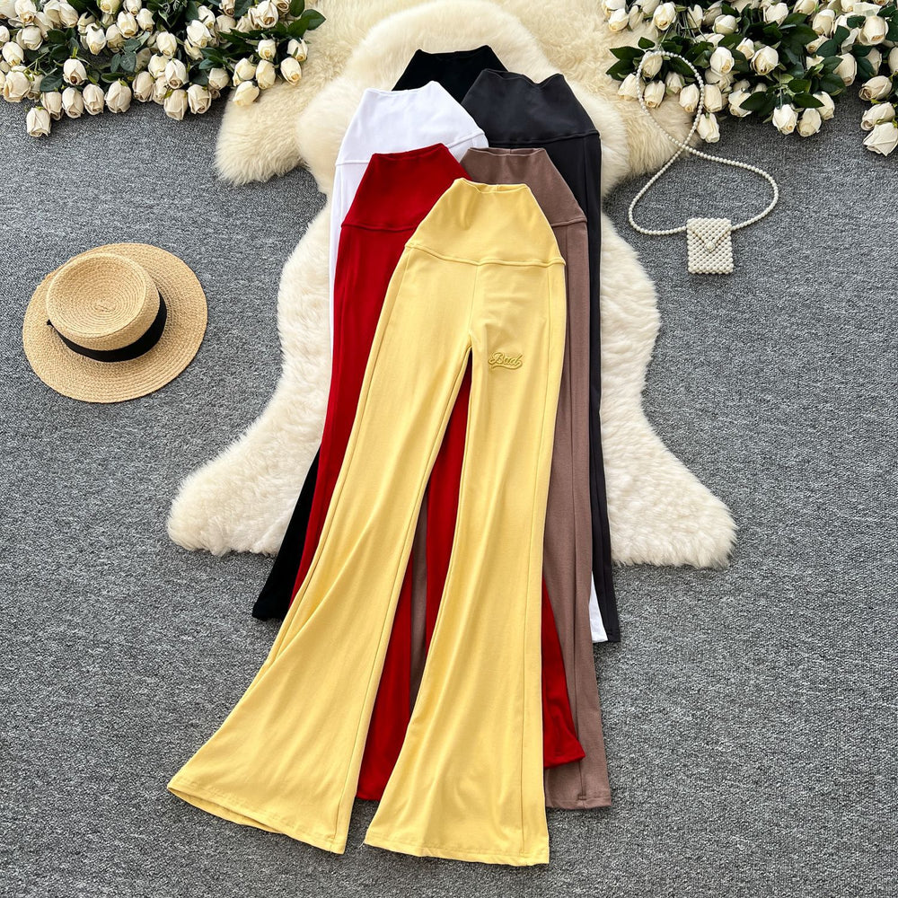 European and american ins wear women's autum relaxed casual high waist silm hip pants sports yoga flared pants