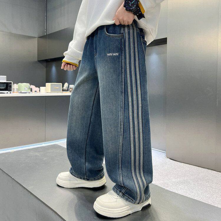 Boys' spring/autumn jeans -  new collection - mid-to-large size, relaxed fit, versatile classic soft denim pants, trendy kids' trousers