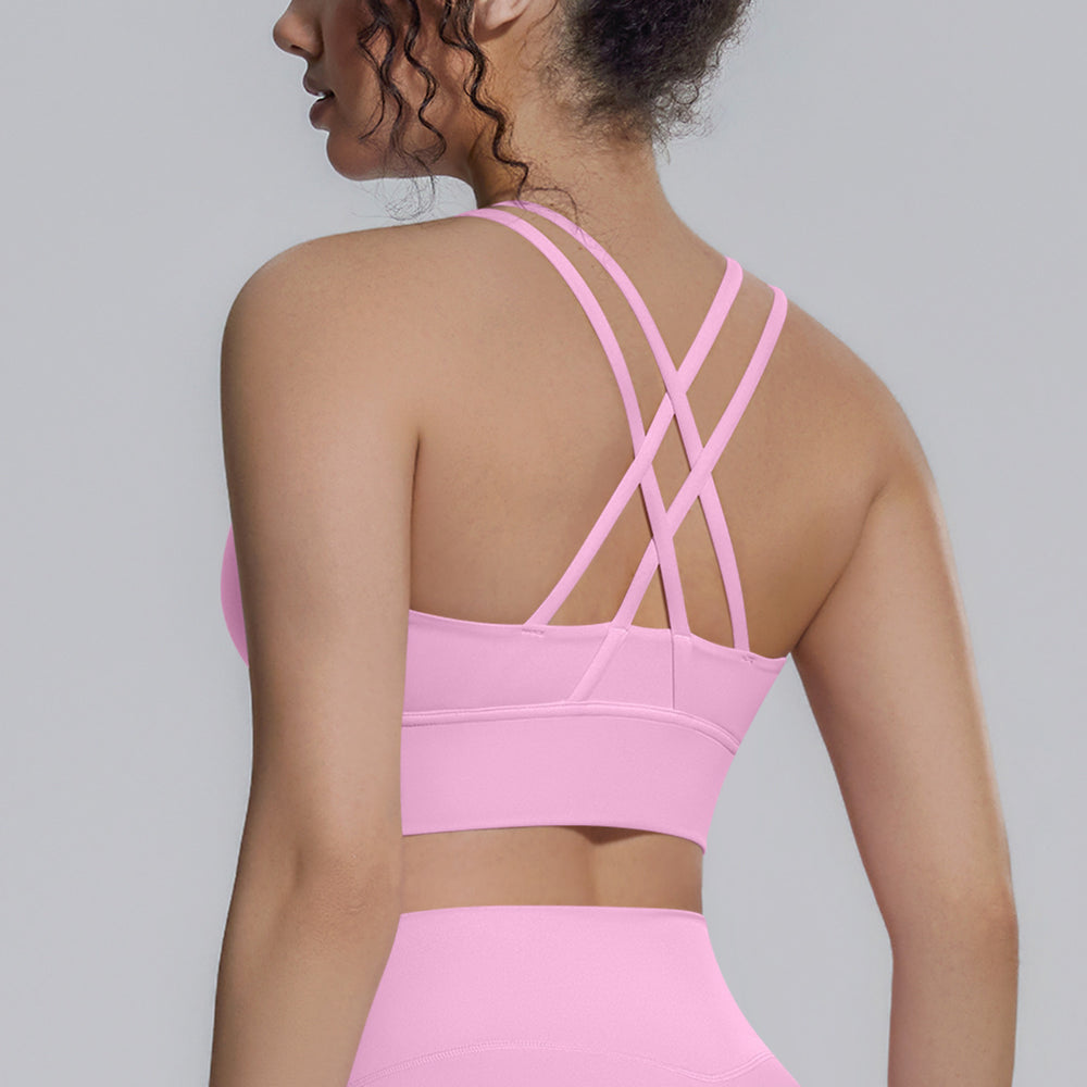 New arrival cross backless sports bra yoga wear topsbubble wrap push-up running training fitness vest for women