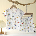 New children's summer pajamas & loungewear set - pure cotton, lightweight, hollow-out design, perfect for air-conditioned rooms - girls' two-piece set