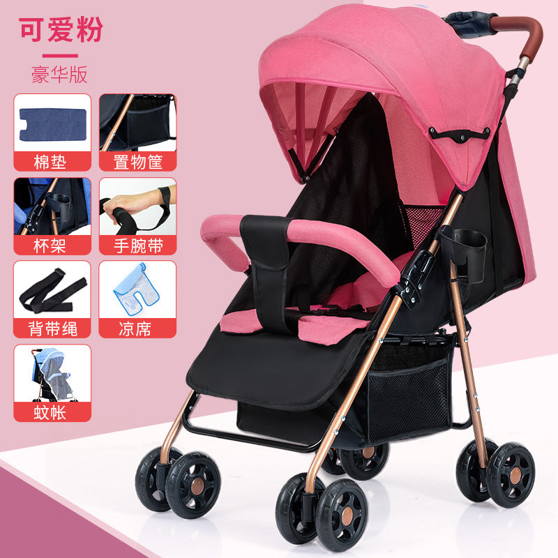 Baby stroller - lightweight, foldable, reclining, four-wheel pushchair for infants and toddlers - one-click folding - dropshipping available