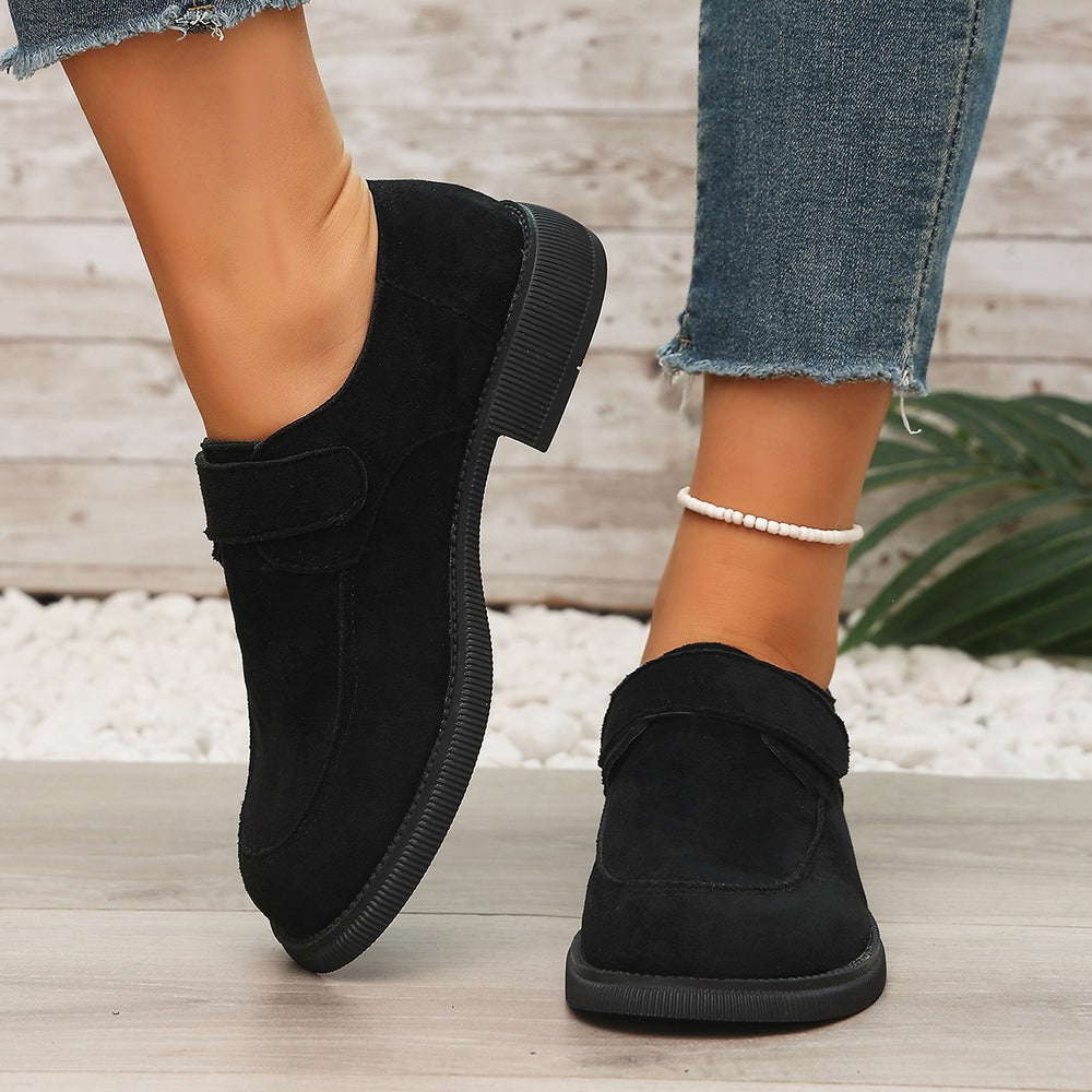 plus sizespring & fallnew arrival british style velcro small leather shoes women's retrothick sole loafers casualflats women