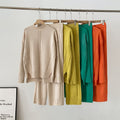 export  fall/winter new collection: turtleneck sweater set - relaxed fit long sleeve top + wide leg knit pants set