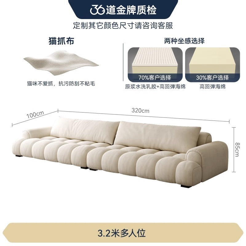New cat scratching cloth puff french cream small apartment living room for home extremely simple row cat claw leather three-slot sofa