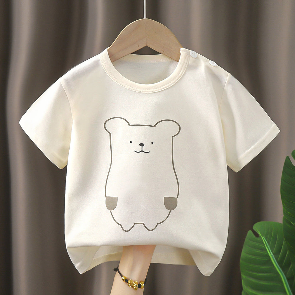 Kids' short-sleeve t-shirt, 100% cotton, baby undershirt, boys' and girls' summer top, 0-7 years old, dropshipping available