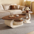 Second-hand style accessible luxury walnut color coffee table living room for home oval coffee table casual modern combination new arrival small coffee table