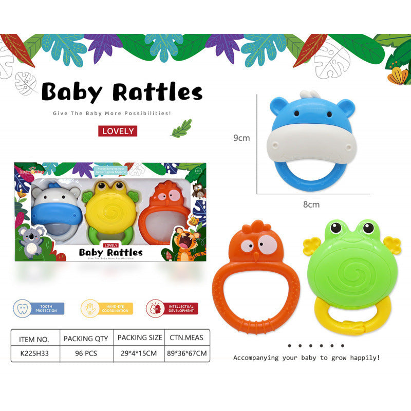 Cross-border export baby toys 0-1 years old gift box rattle set newborn baby soothing hand crank grip puzzle
