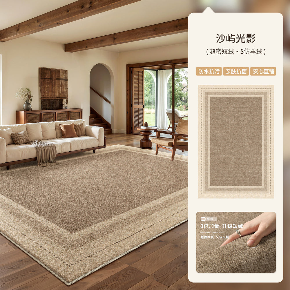 Vintage-style living room rug - easy-clean, wipeable, premium waterproof sofa bedside mat - low-maintenance floor covering, full coverage available