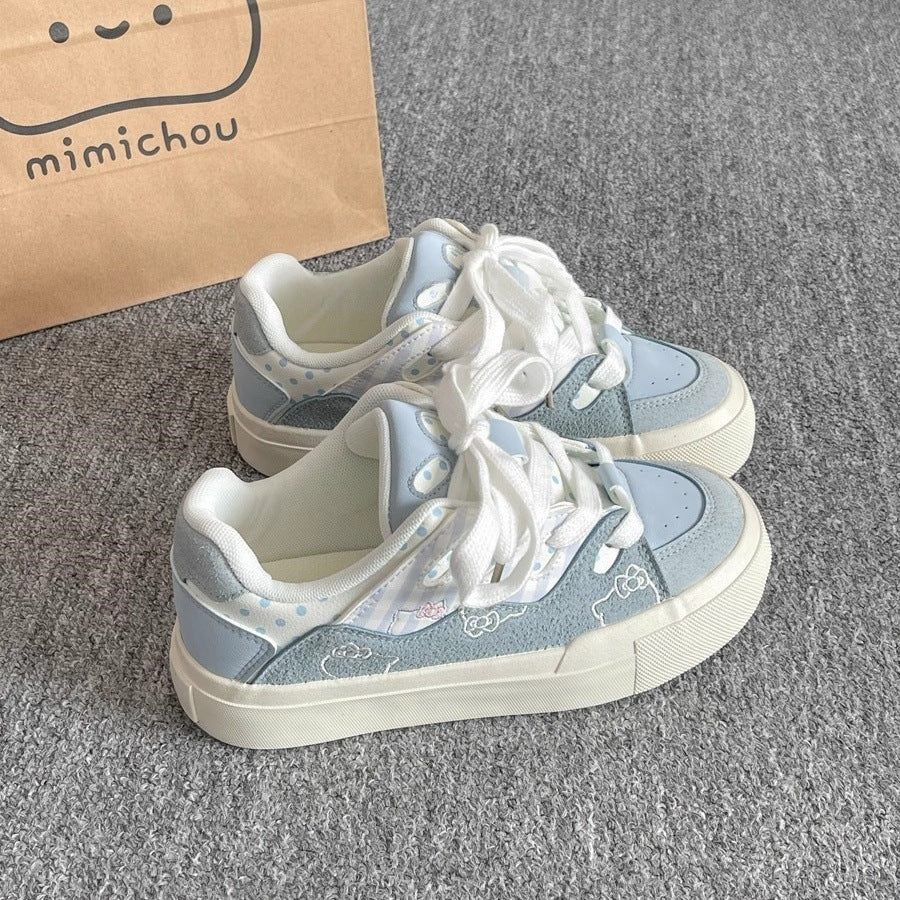 K-stylecasual sneakers for women 2026 spring and summer new arrivaleasiest for matchniche style shoes thick sole student white shoes bread shoes