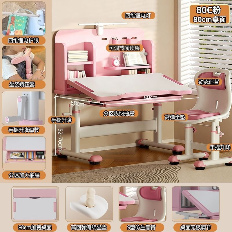 Children's study desk - adjustable height writing desk set for kids, students, and home use - perfect for homework and schoolwork
