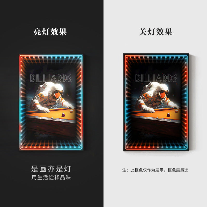 Black eight ball astronaut billiard hall wall decoration painting luminous billiard room hanging painting chess and card club atmosphere light painting